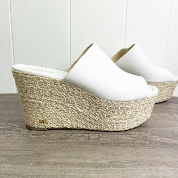 Michael Kors Shoes - MICHAEL KORS  White Platform Wedge Leather Sandals